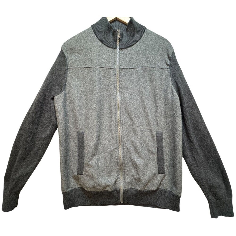Banana Republic Men's Wool Blend Preppy Full Zip Knit Jacket Size XL  Gray